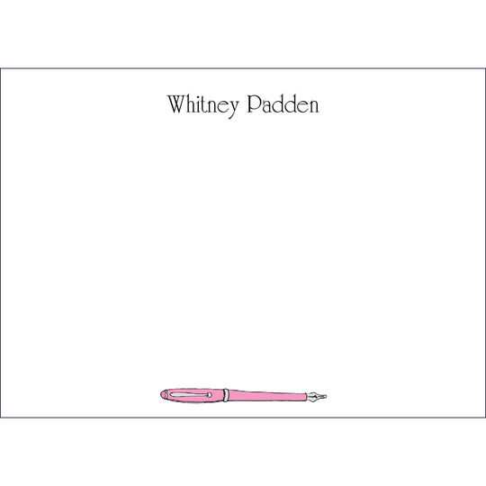 Pink Fountain Pen Empire Flat Correspondence Note Cards